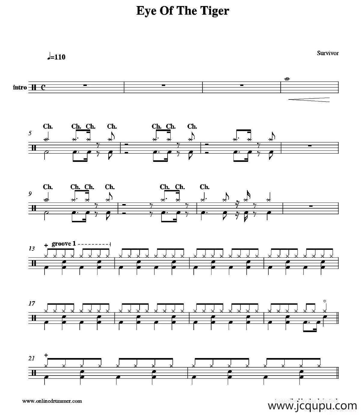 Eye of the Tiger（鼓谱）简谱