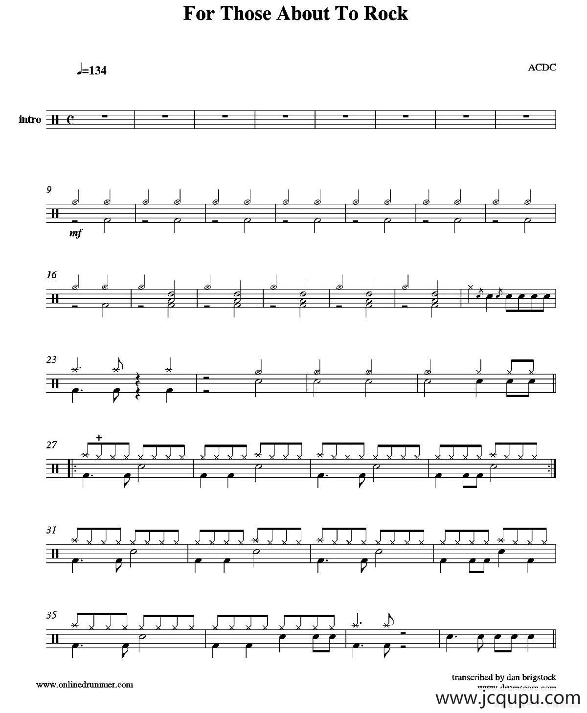 For Those About To Rock（鼓谱）简谱