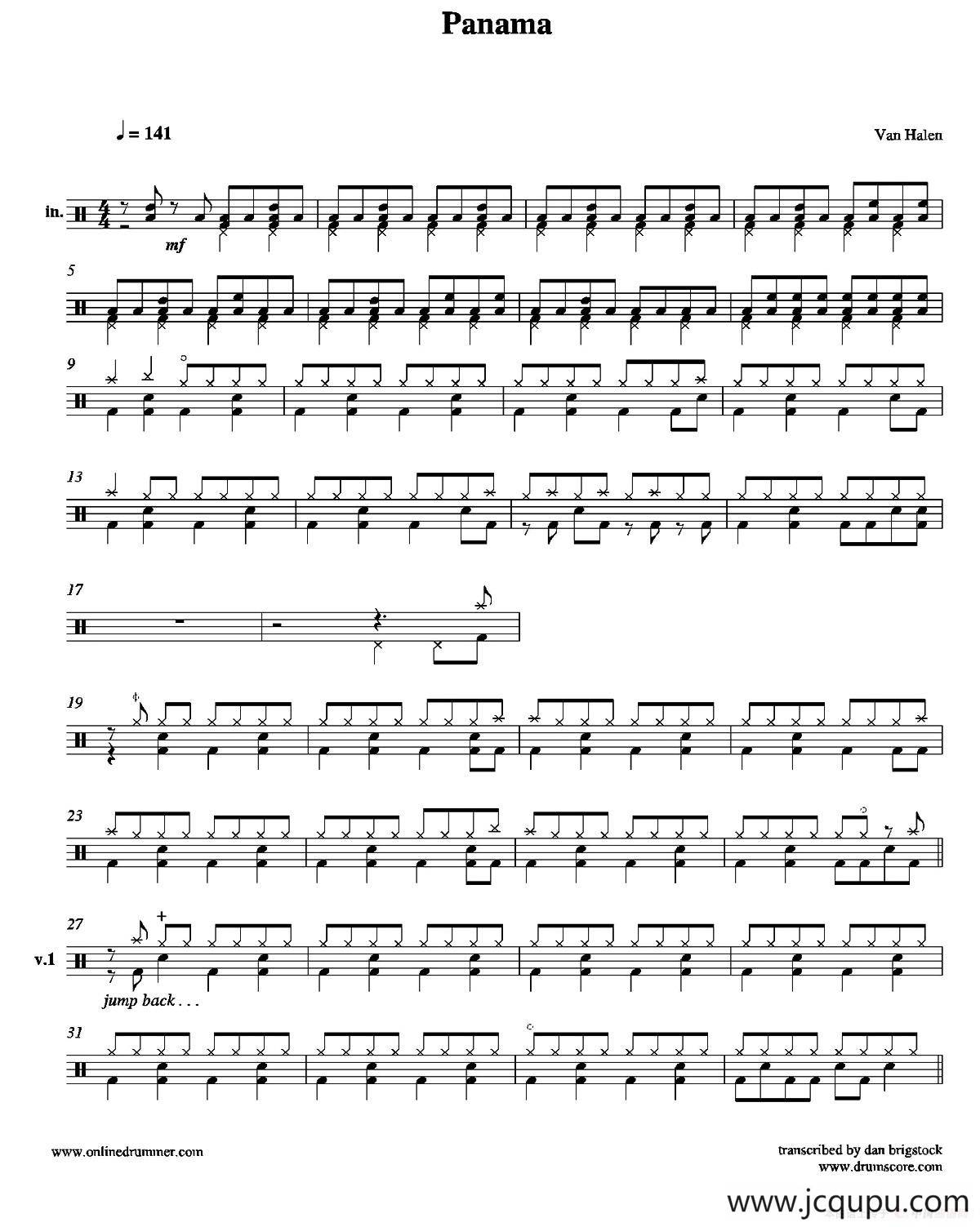 Panama（鼓谱）简谱