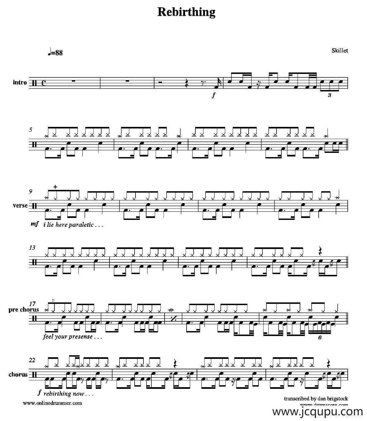 Rebirthing（鼓谱）简谱