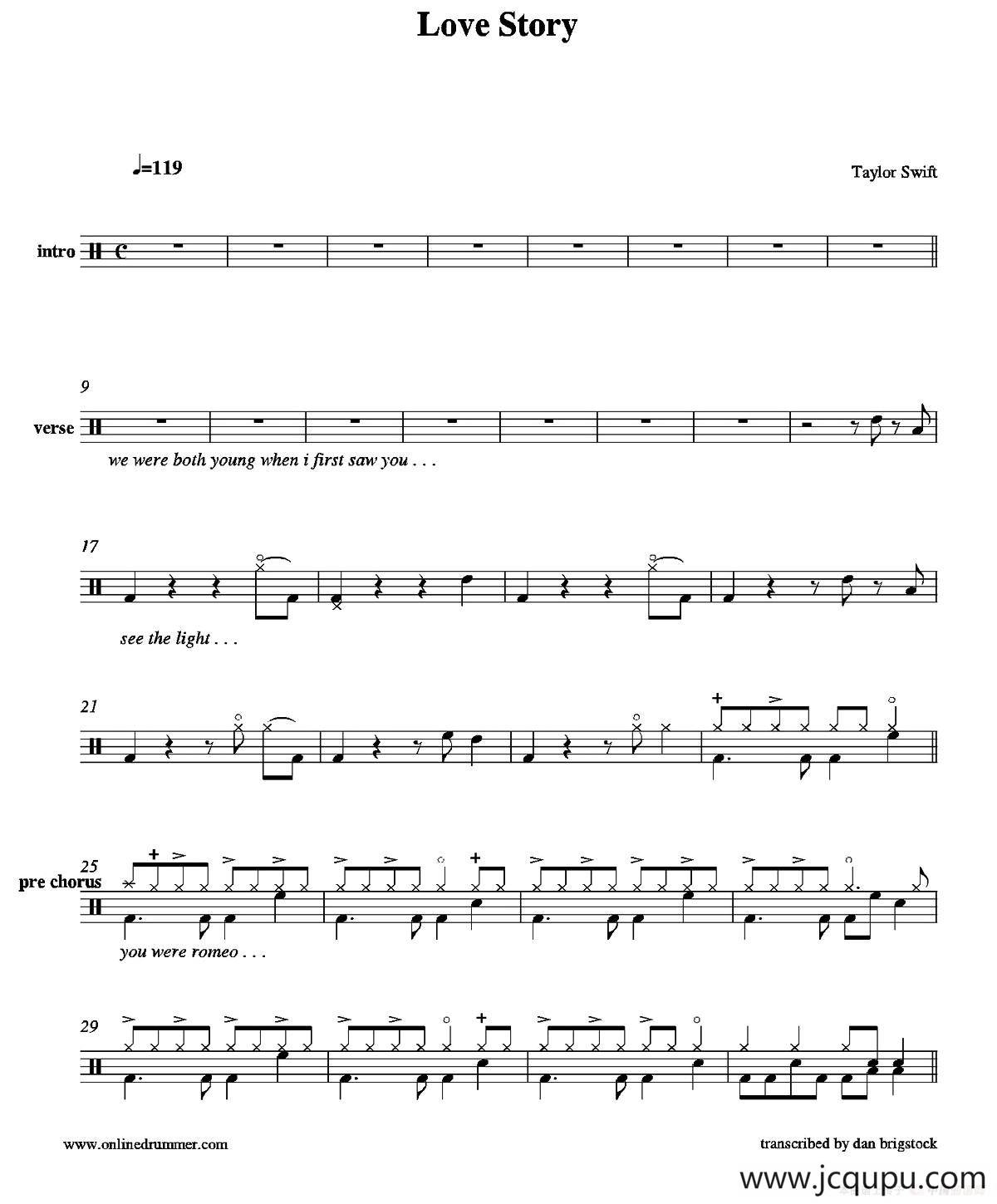 Love Story（鼓谱）简谱