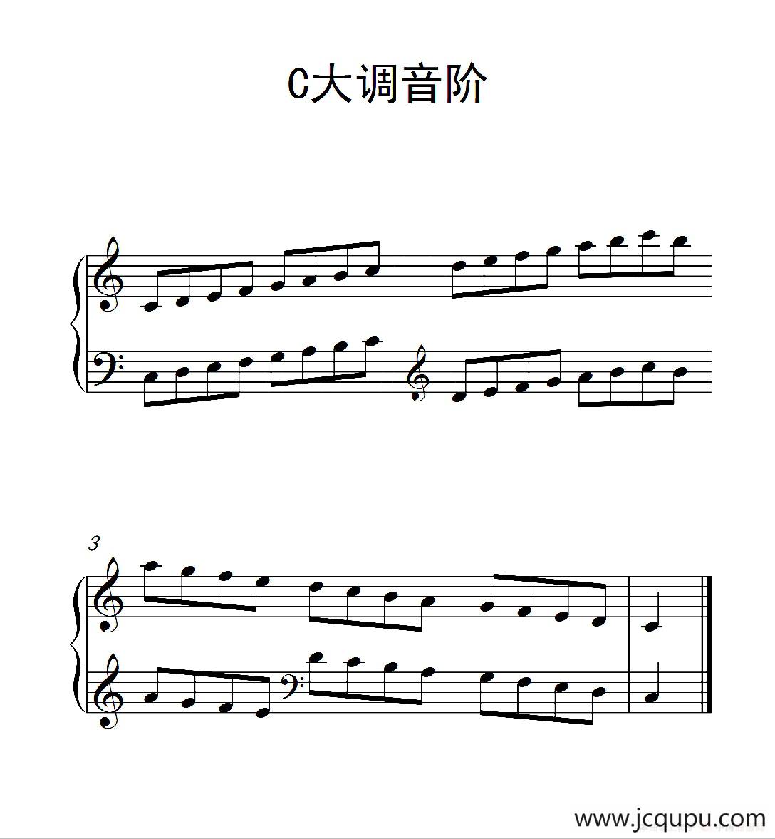 第一级 C大调音阶（中国音乐学院钢琴考级作品1~6级）简谱