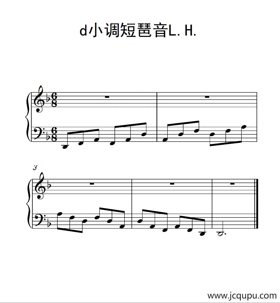 第一级 d小调短琶音L.H.（中国音乐学院钢琴考级作品1~6级）简谱