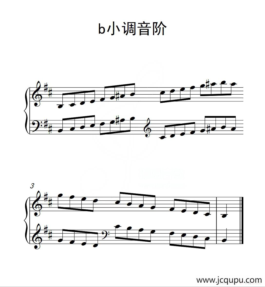 第二级 b小调音阶（中国音乐学院钢琴考级作品1~6级）简谱