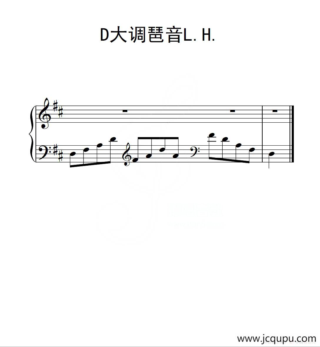 第二级 D大调琶音L H（中国音乐学院钢琴考级作品1~6级）简谱