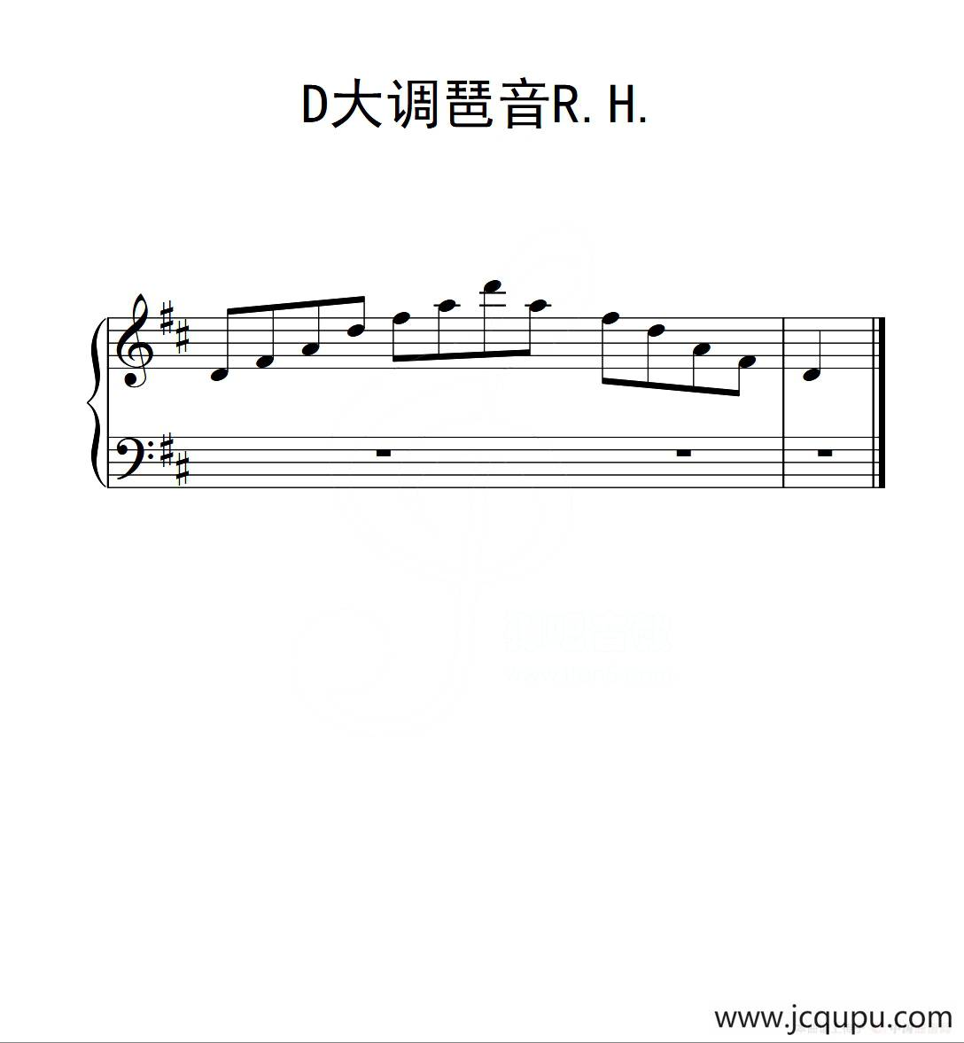 第二级 D大调琶音R H（中国音乐学院钢琴考级作品1~6级）简谱