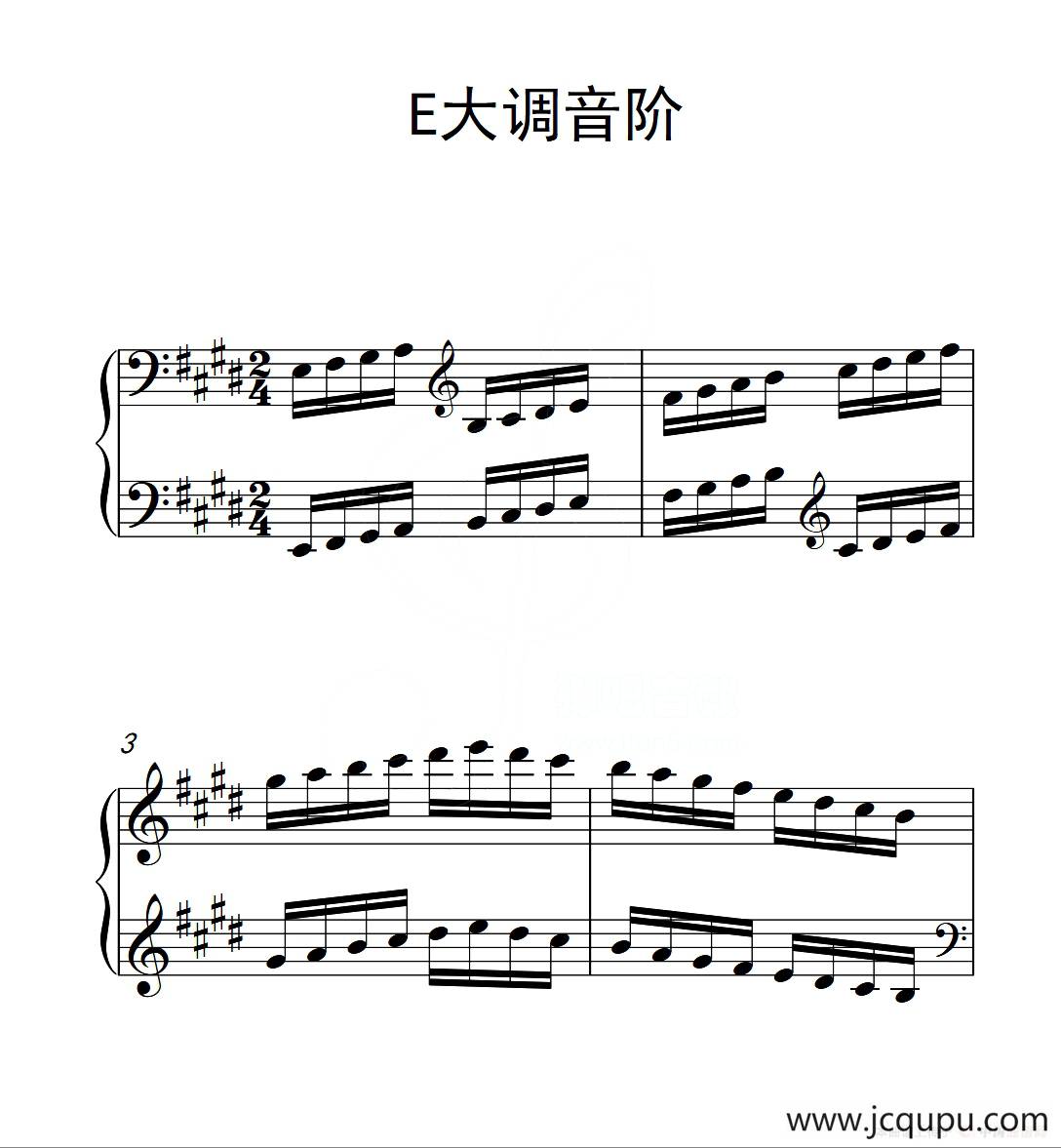 第三级 E大调音阶（中国音乐学院钢琴考级作品1~6级）简谱