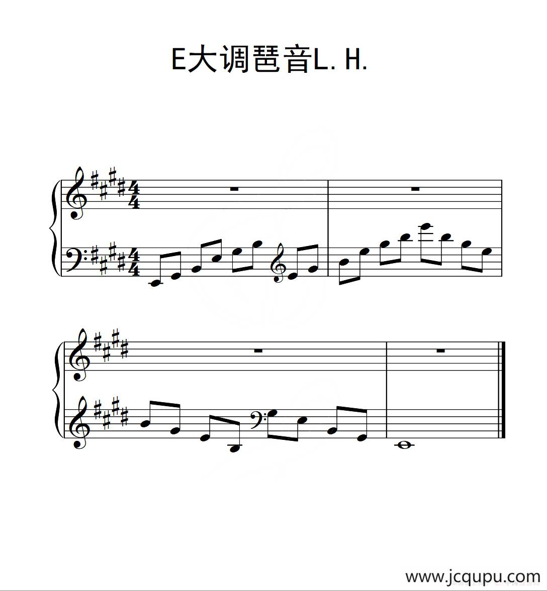 第三级 E大调琶音L H（中国音乐学院钢琴考级作品1~6级）简谱
