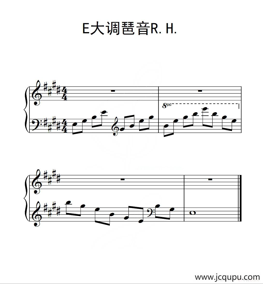 第三级 E大调琶音R H（中国音乐学院钢琴考级作品1~6级）简谱