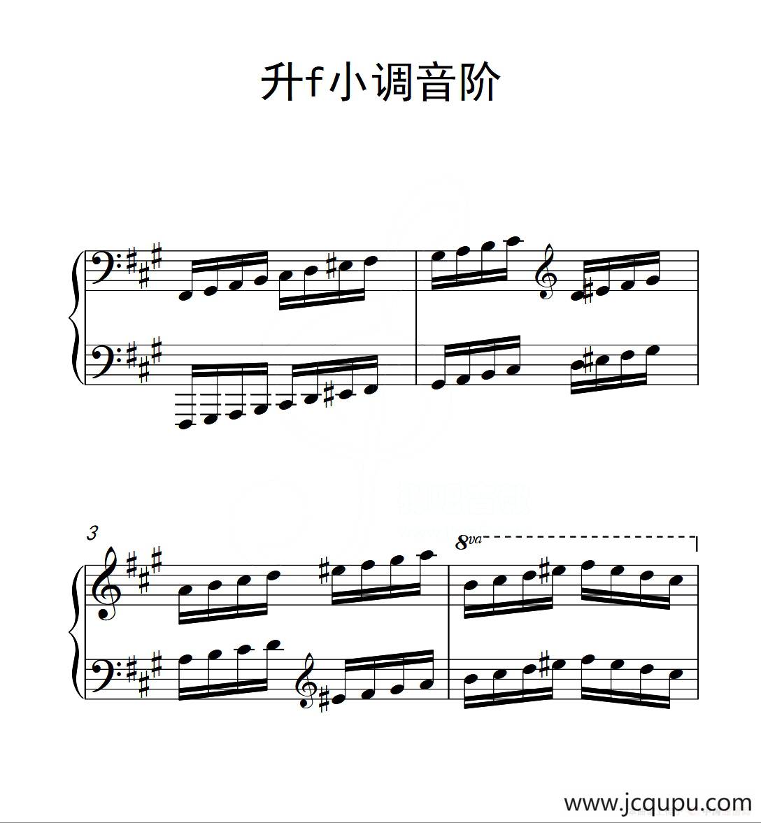 第四级 升f小调音阶（中国音乐学院钢琴考级作品1~6级）简谱