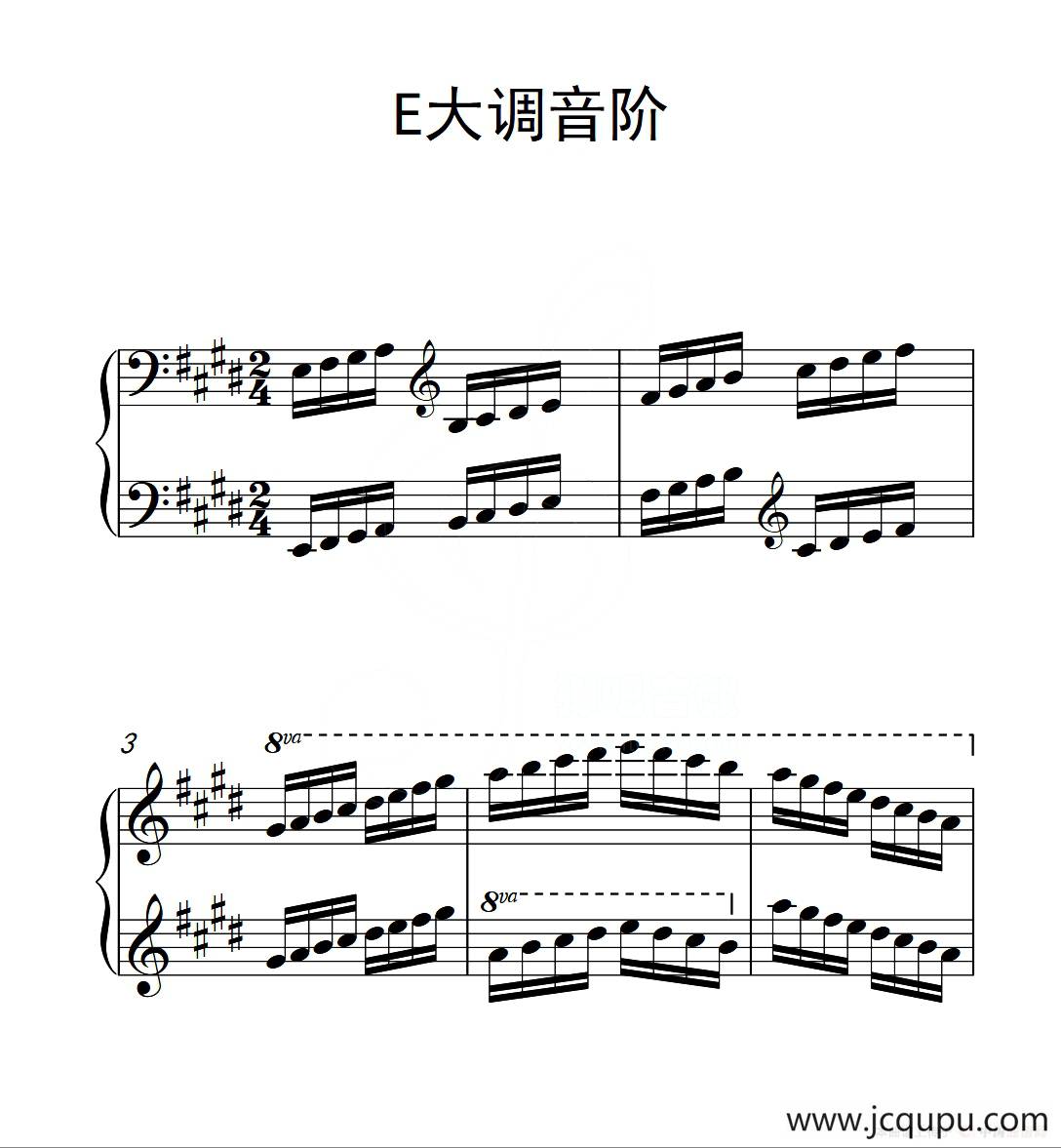 第四级 E大调音阶（中国音乐学院钢琴考级作品1~6级）简谱