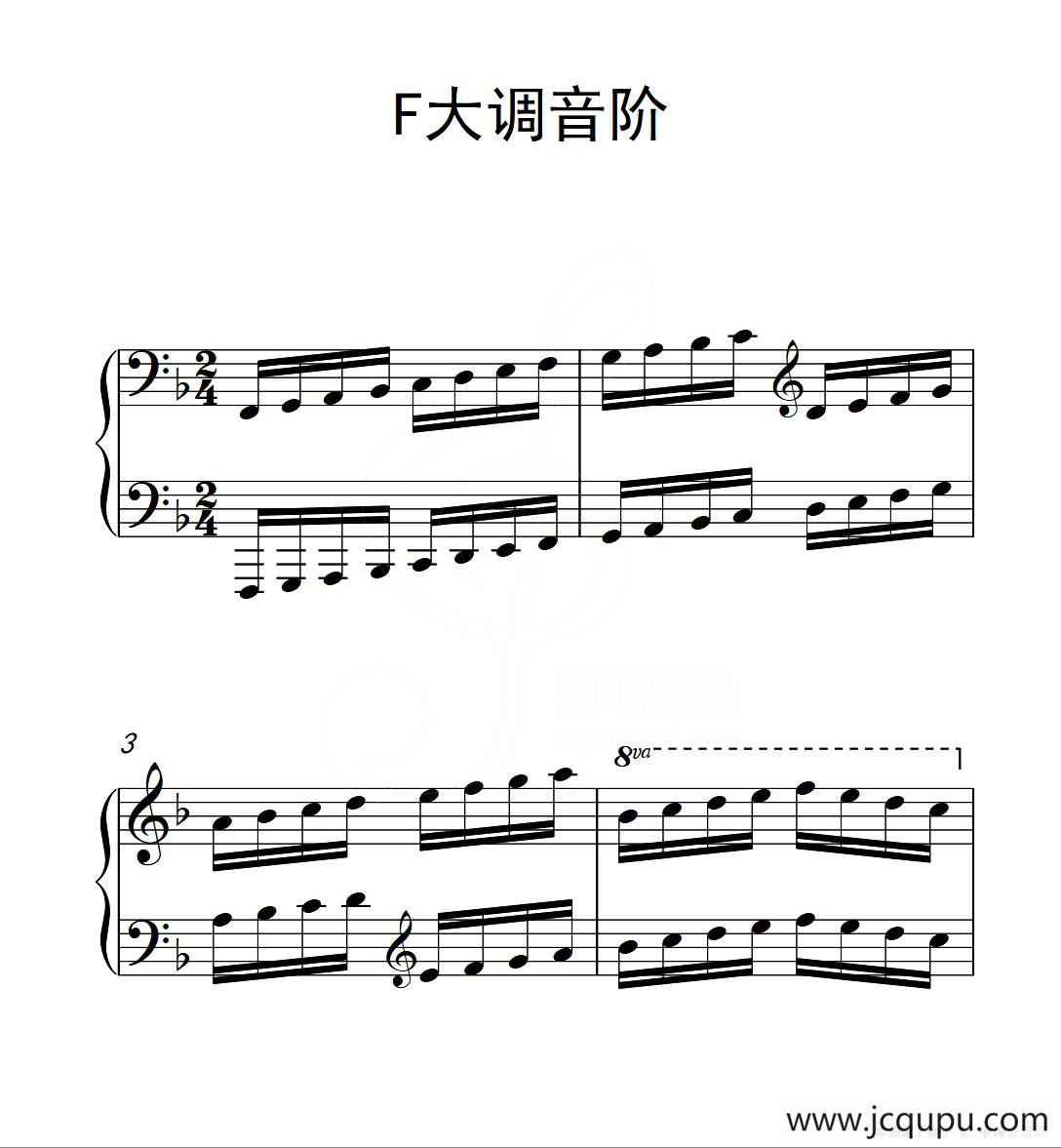 第四级 F大调音阶（中国音乐学院钢琴考级作品1~6级）简谱