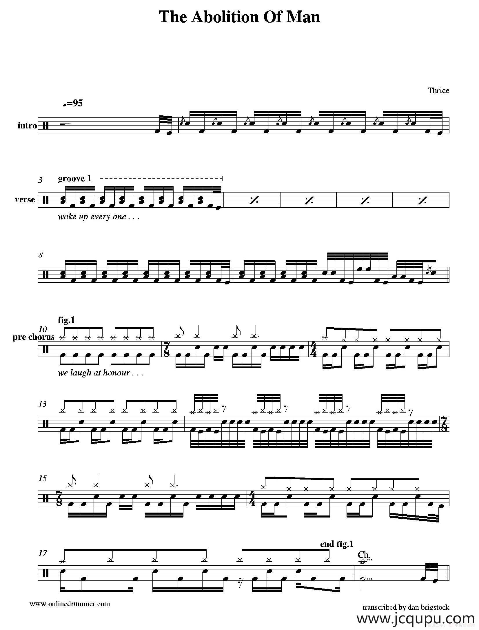 The Abolition of Man（鼓谱）简谱