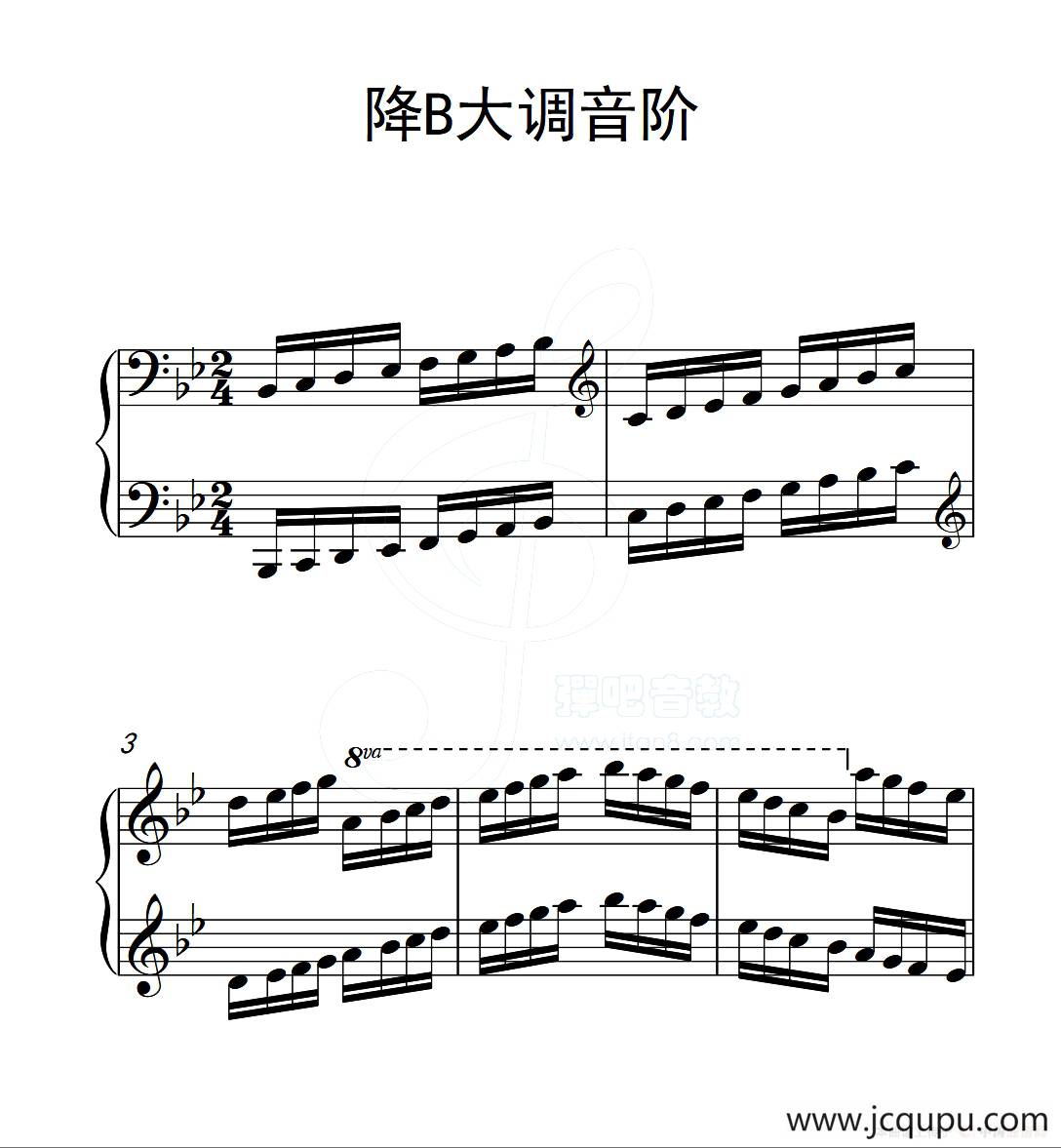 第五级 降B大调音阶（中国音乐学院钢琴考级作品1~6级）简谱