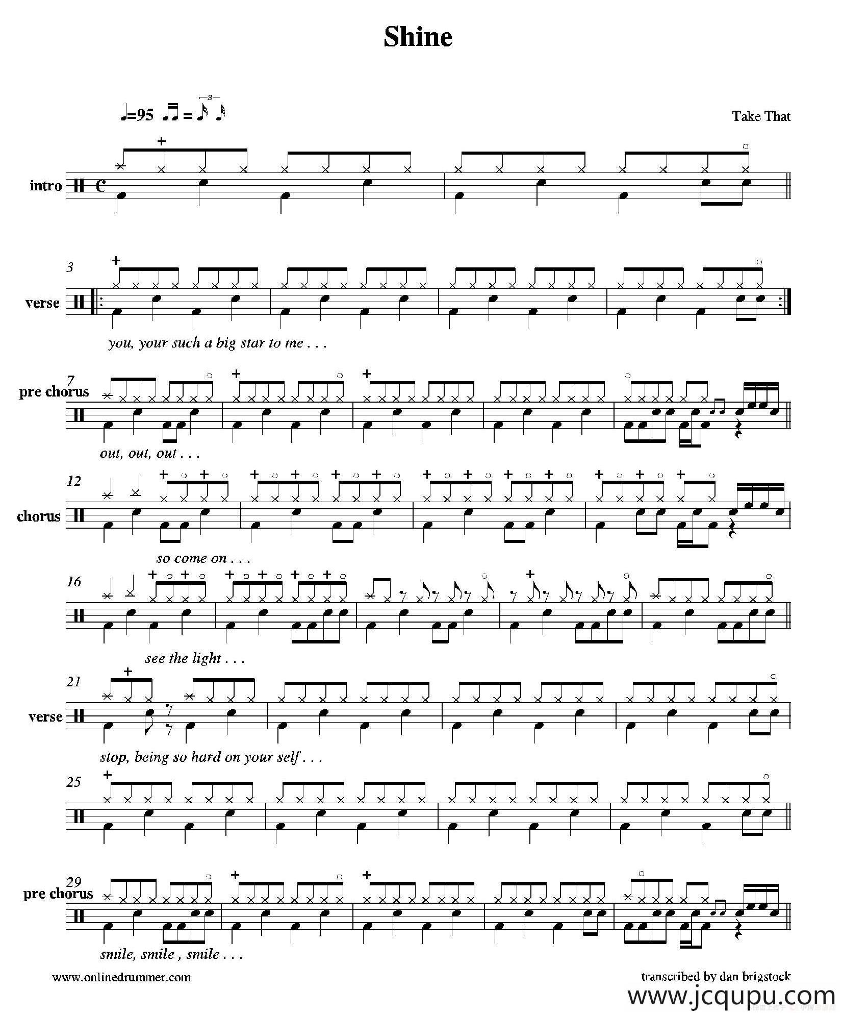 Shine（鼓谱）简谱