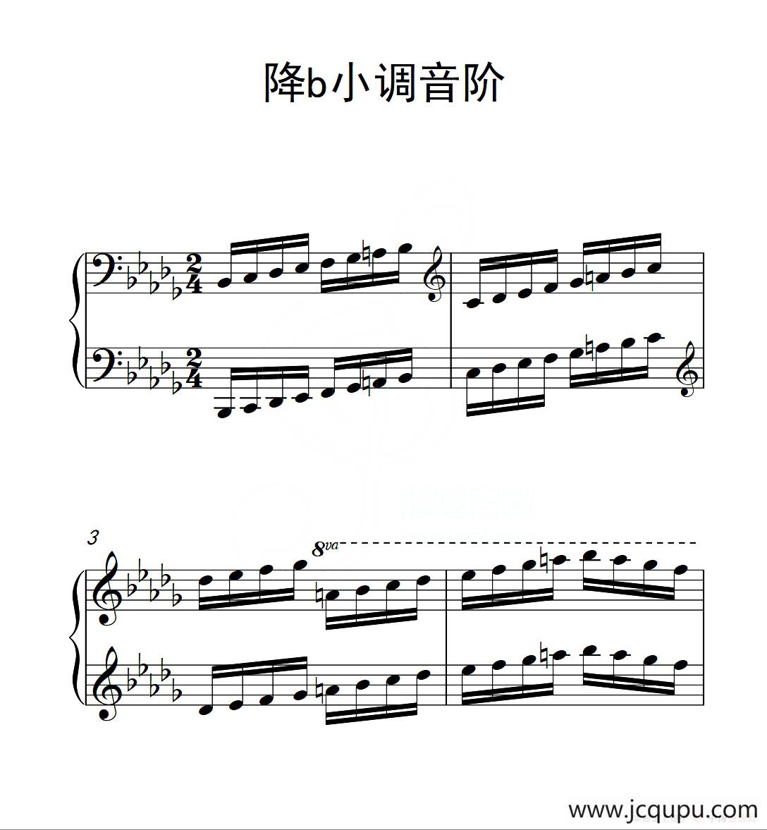 第六级 降b小调音阶（中国音乐学院钢琴考级作品1~6级）简谱