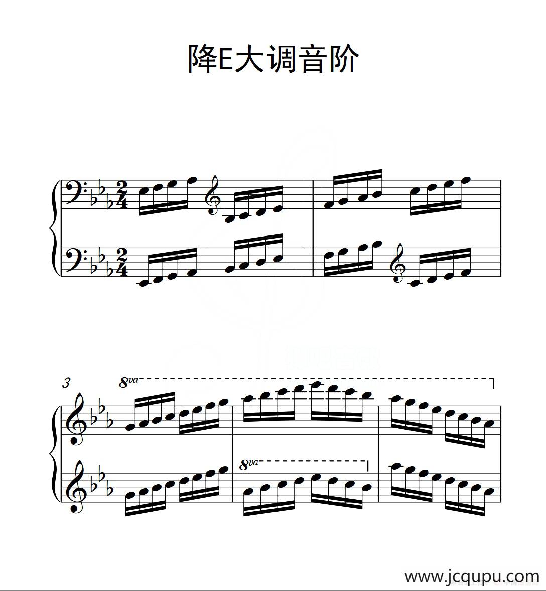 第六级 降E大调音阶（中国音乐学院钢琴考级作品1~6级）简谱