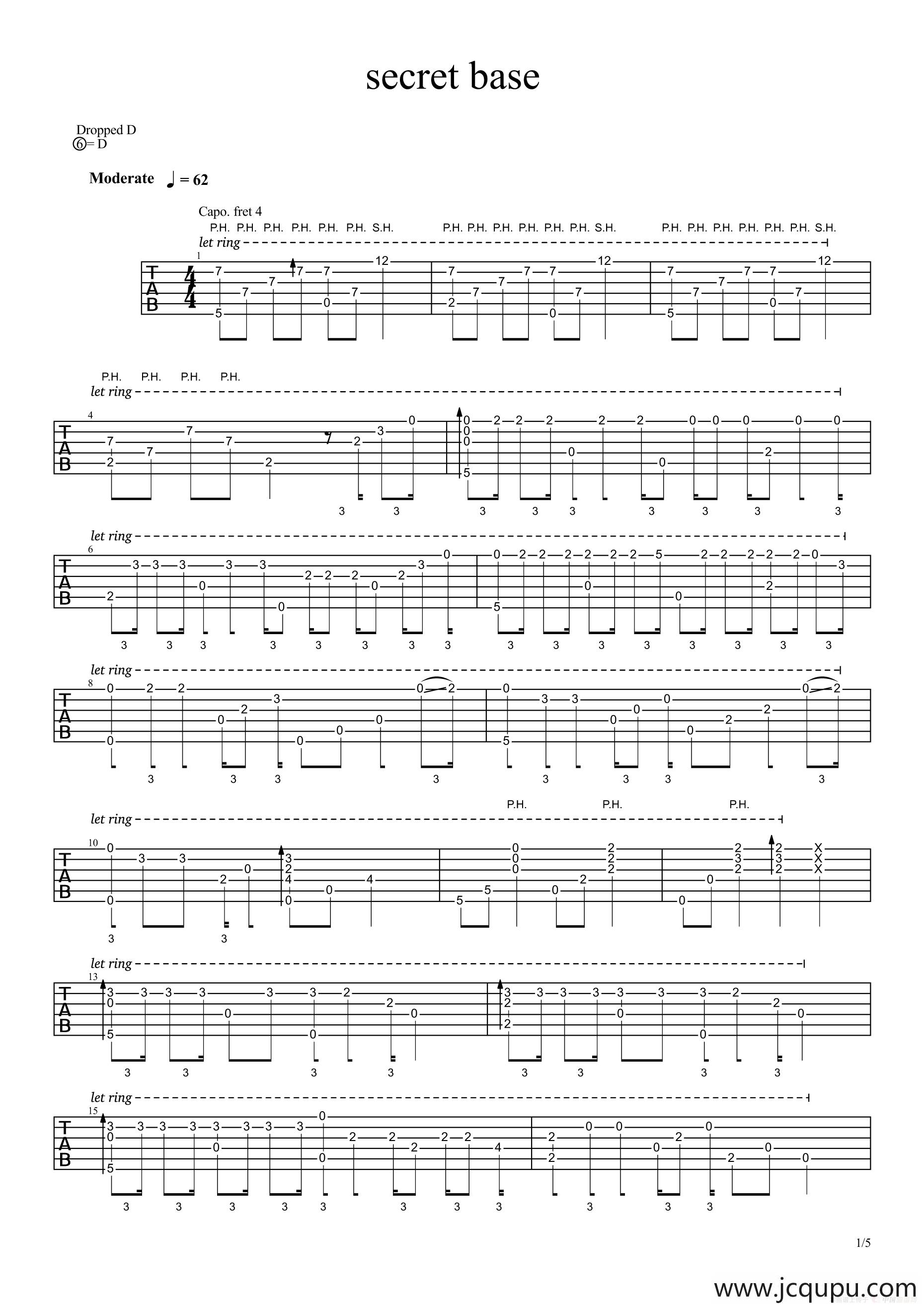 secret base（指弹谱）简谱