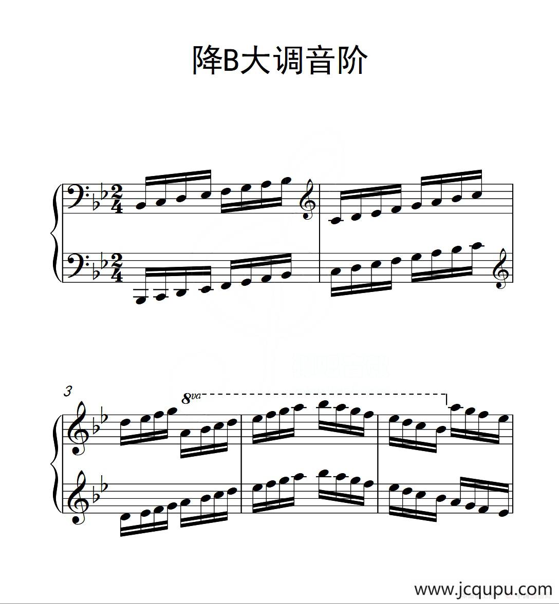 第六级 降B大调音阶（中国音乐学院钢琴考级作品1~6级）简谱