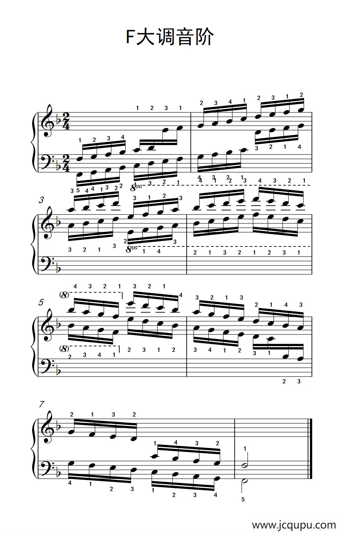 第四级 13.F大调音阶（中央音乐学院 钢琴（业余）考级教程 4-6级）简谱