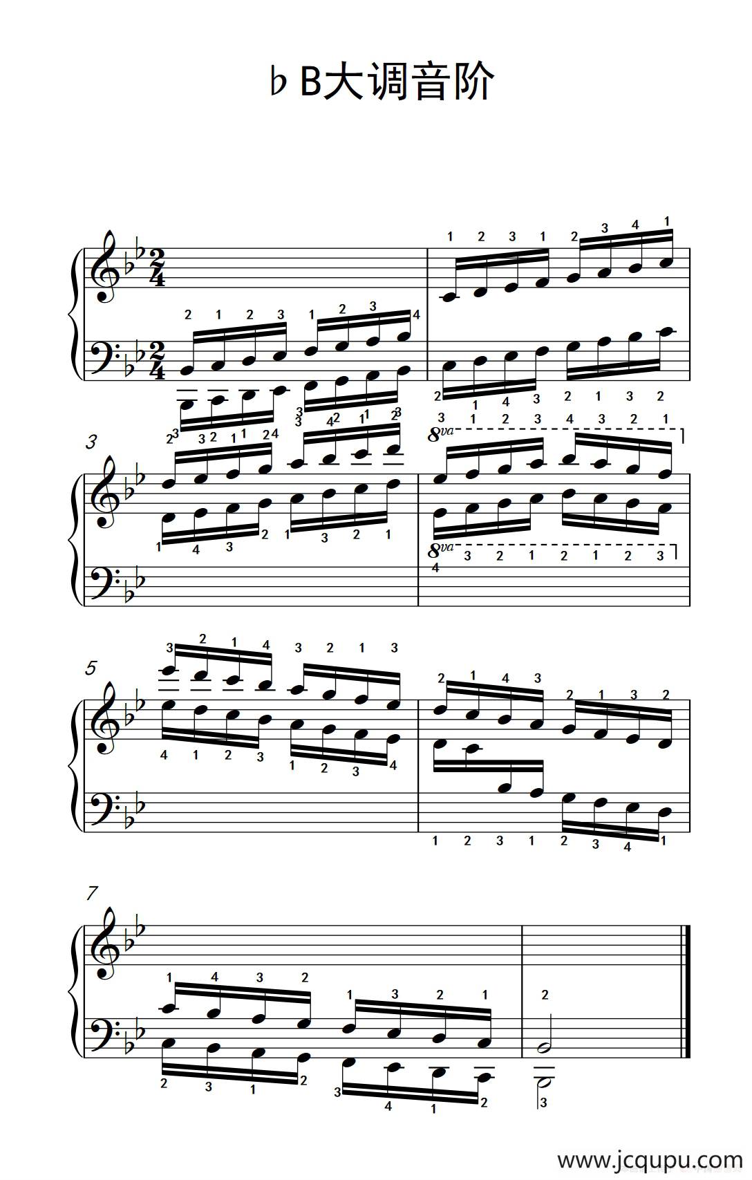 第四级 15.♭B大调音阶（中央音乐学院 钢琴（业余）考级教程 4-6级）简谱