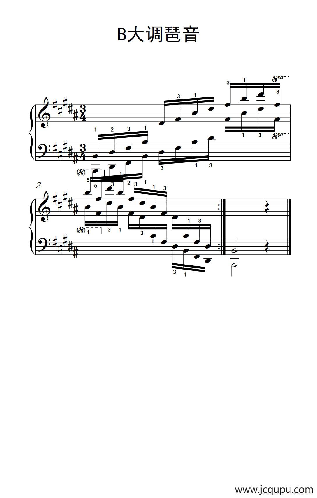 第四级 9.B大调琶音（中央音乐学院 钢琴（业余）考级教程 4-6级）简谱