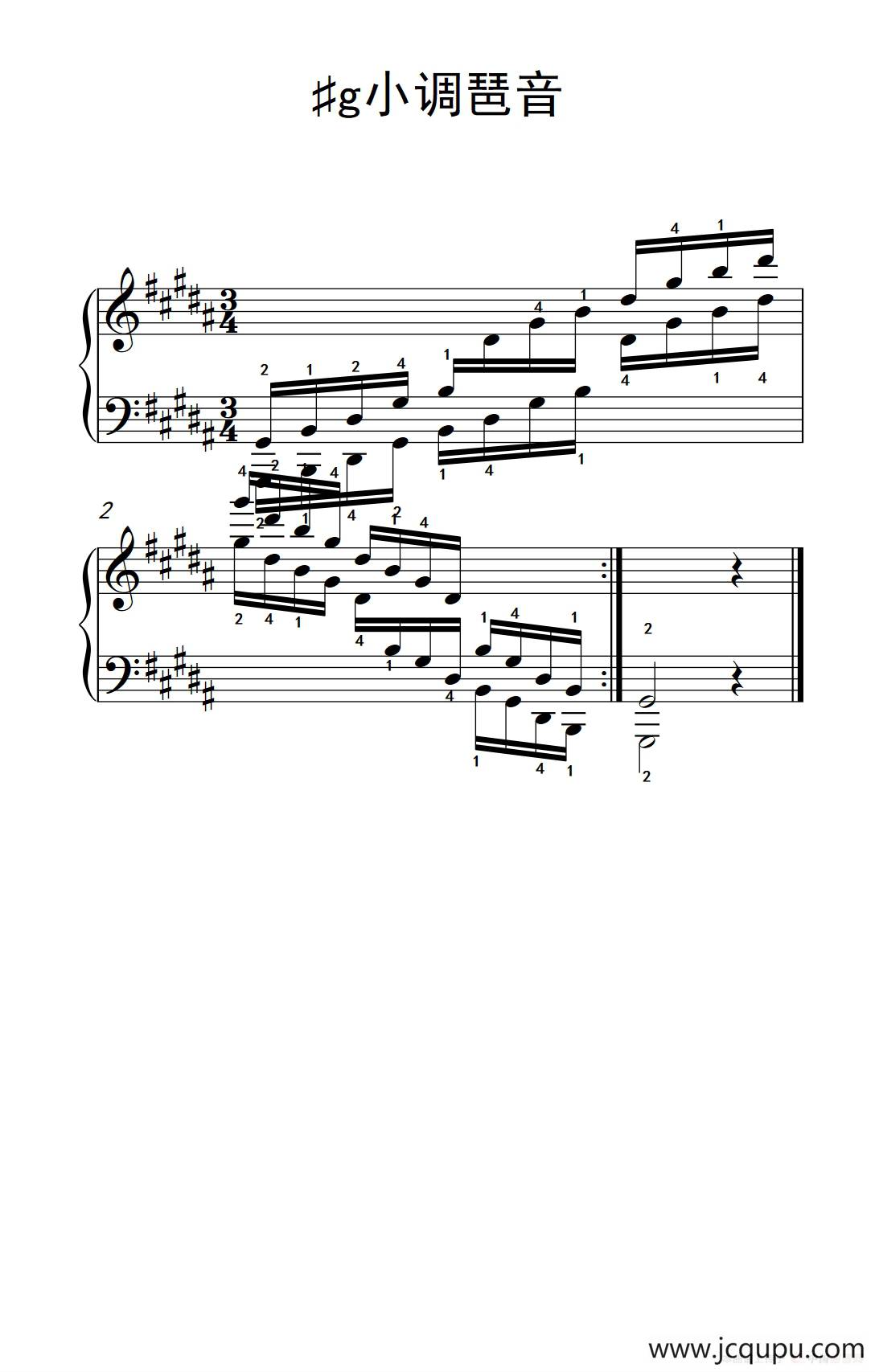 第四级 10.♯g小调琶音（中央音乐学院 钢琴（业余）考级教程 4-6级）简谱