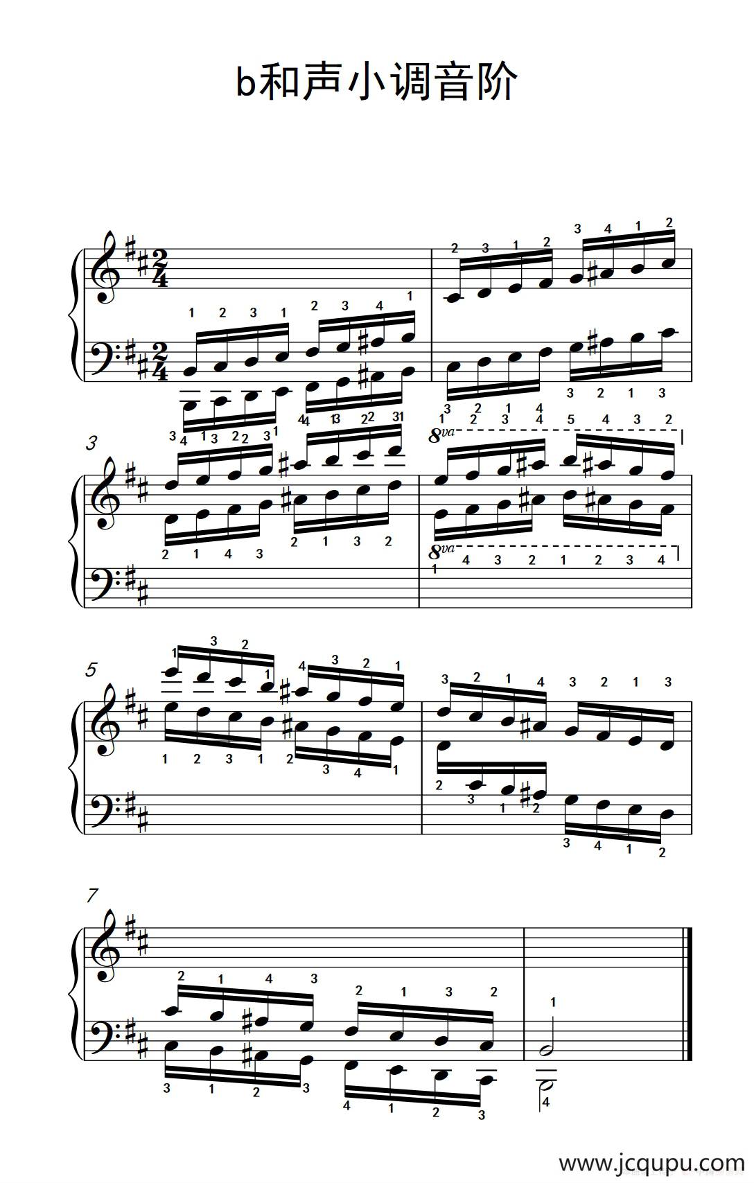 第五级 6.b和声小调音阶（中央音乐学院 钢琴（业余）考级教程 4-6级）简谱