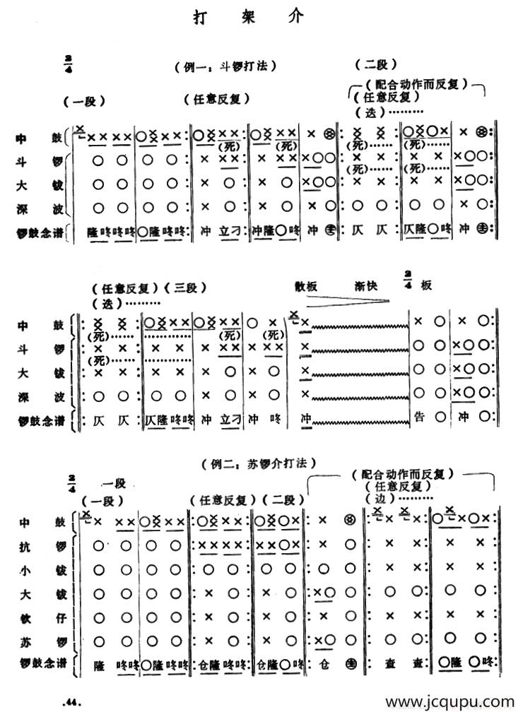 潮剧音乐：打架介简谱