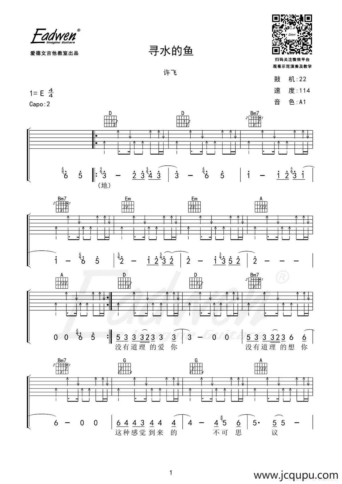 寻水的鱼（老姚制谱版）简谱