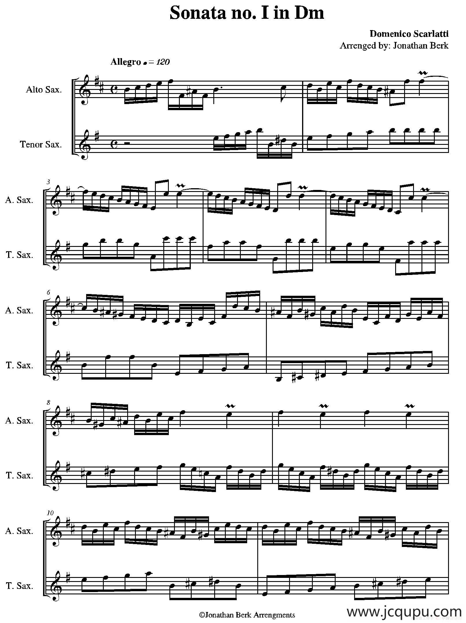 Sonata no. I in Dm（二重奏）简谱