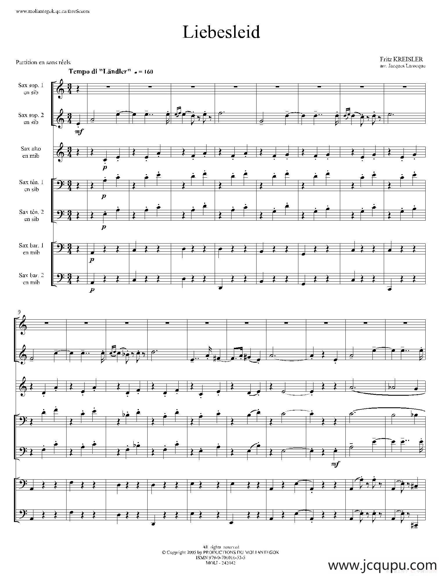 Liebesleid（四重奏、总谱）简谱