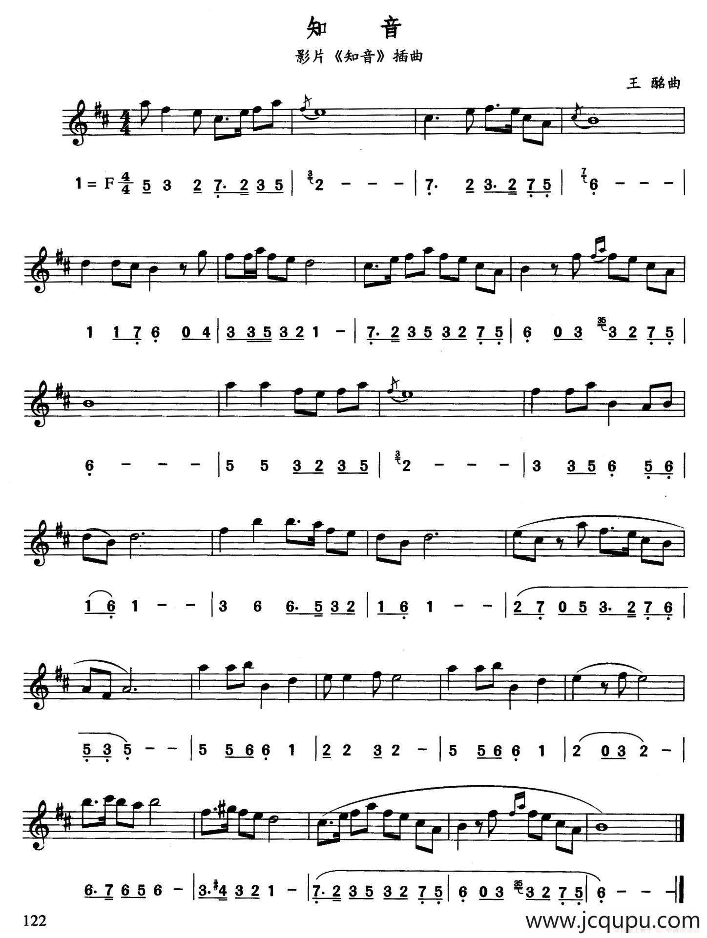 知音（同名电影插曲）（线简谱对照版）简谱