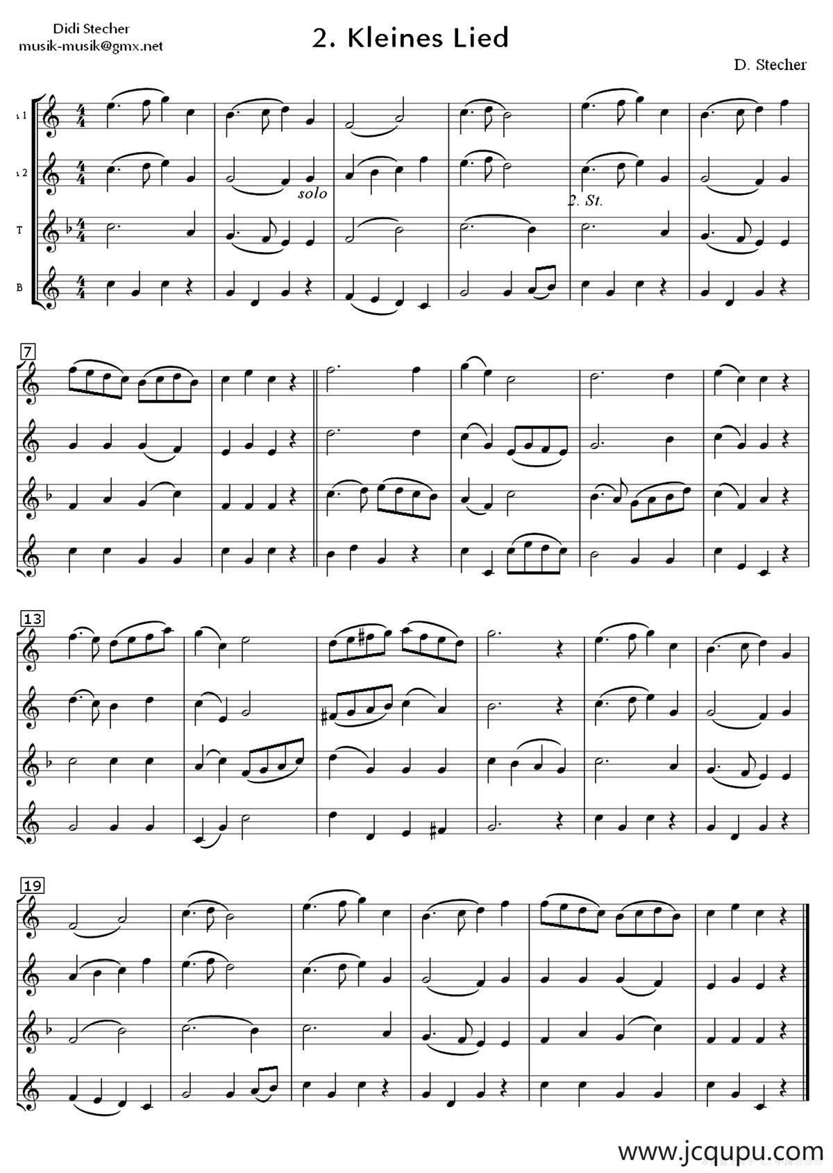 Kleines Lied（四重奏）简谱