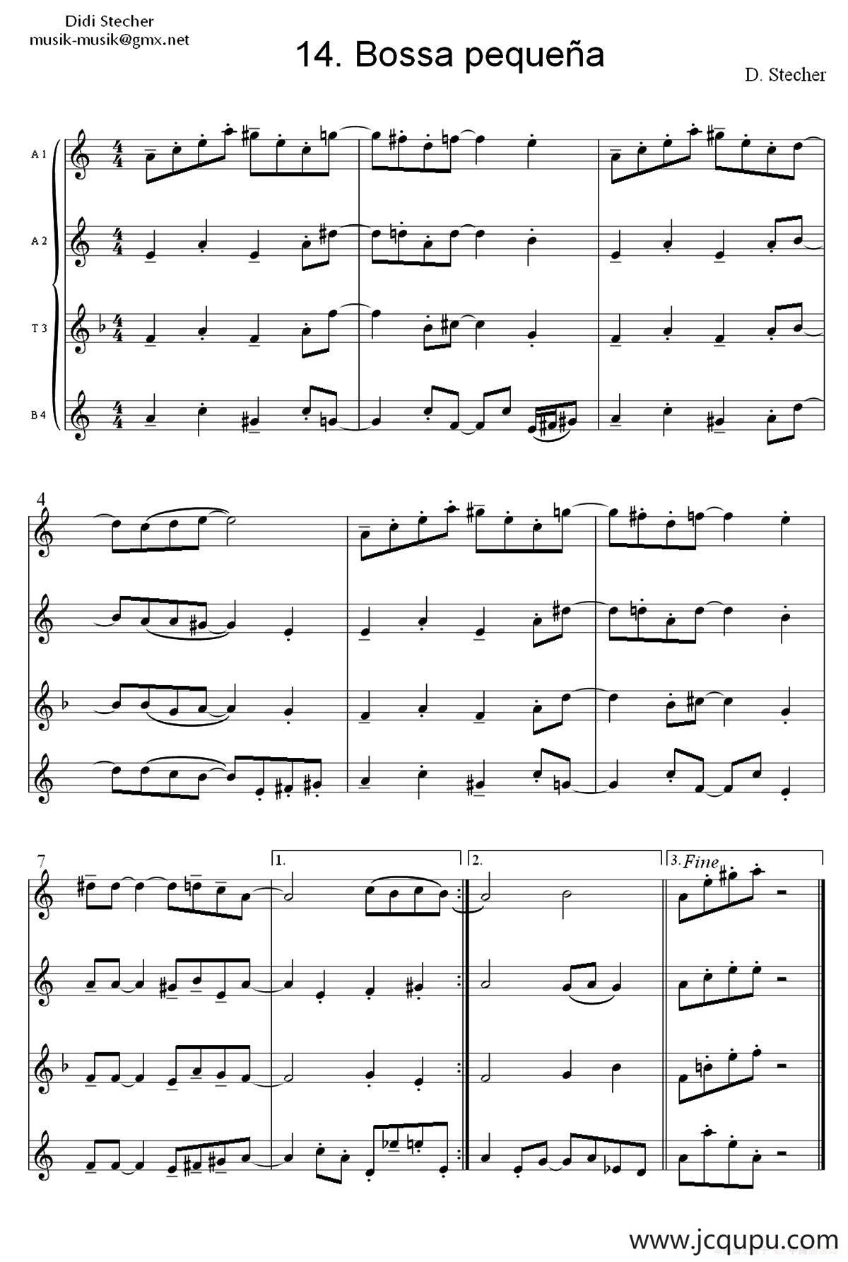 Bossa peque（四重奏）简谱