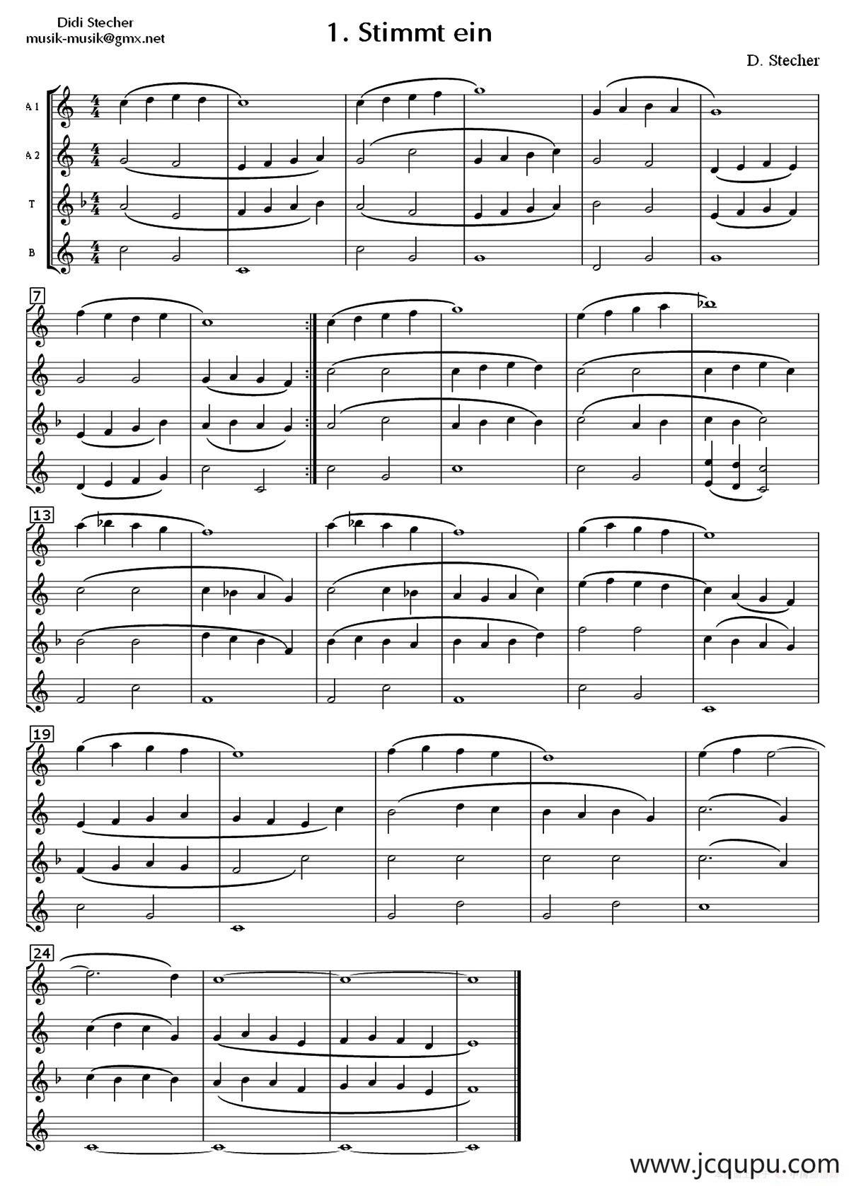 Stimmt ein（四重奏）简谱