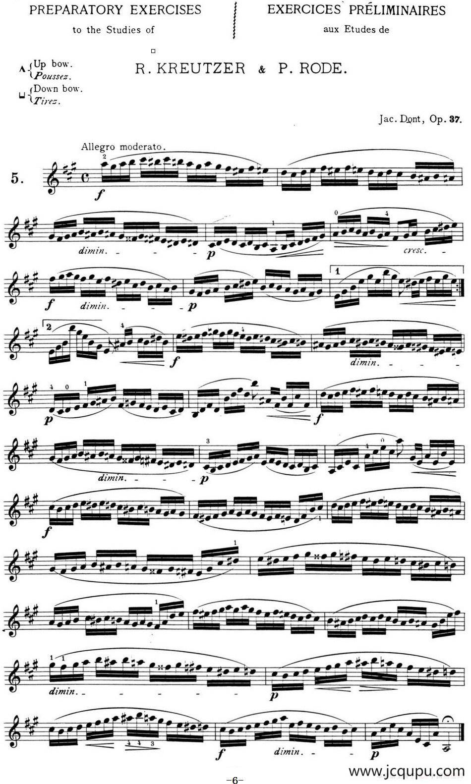 顿特24首小提琴练习曲 作品37—5简谱