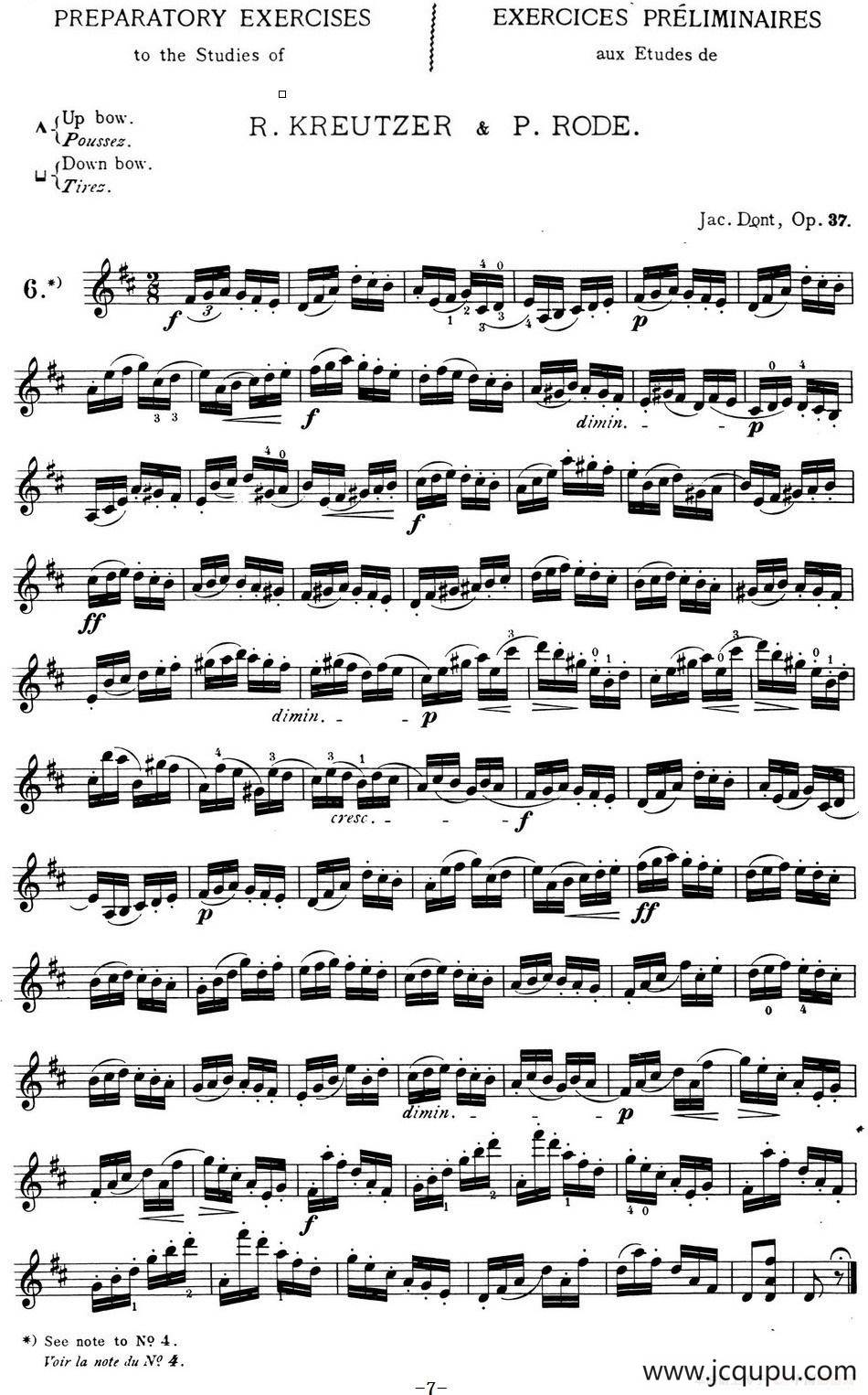 顿特24首小提琴练习曲 作品37—6简谱