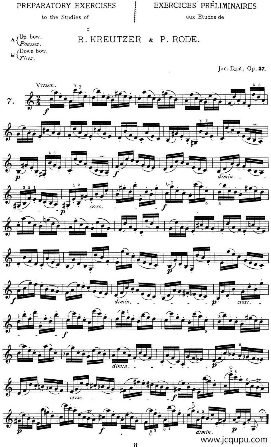 顿特24首小提琴练习曲 作品37—7简谱