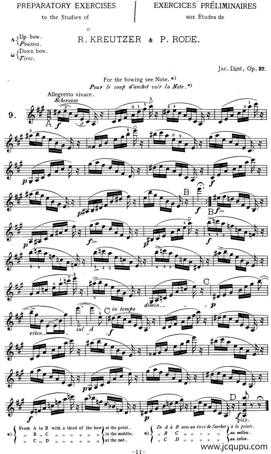 顿特24首小提琴练习曲 作品37—9简谱