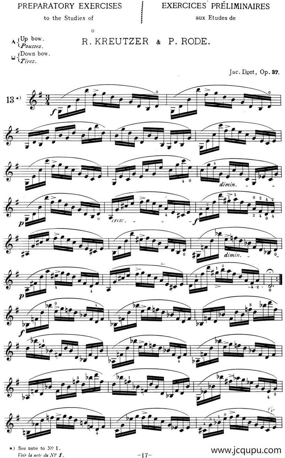 顿特24首小提琴练习曲 作品37—13简谱