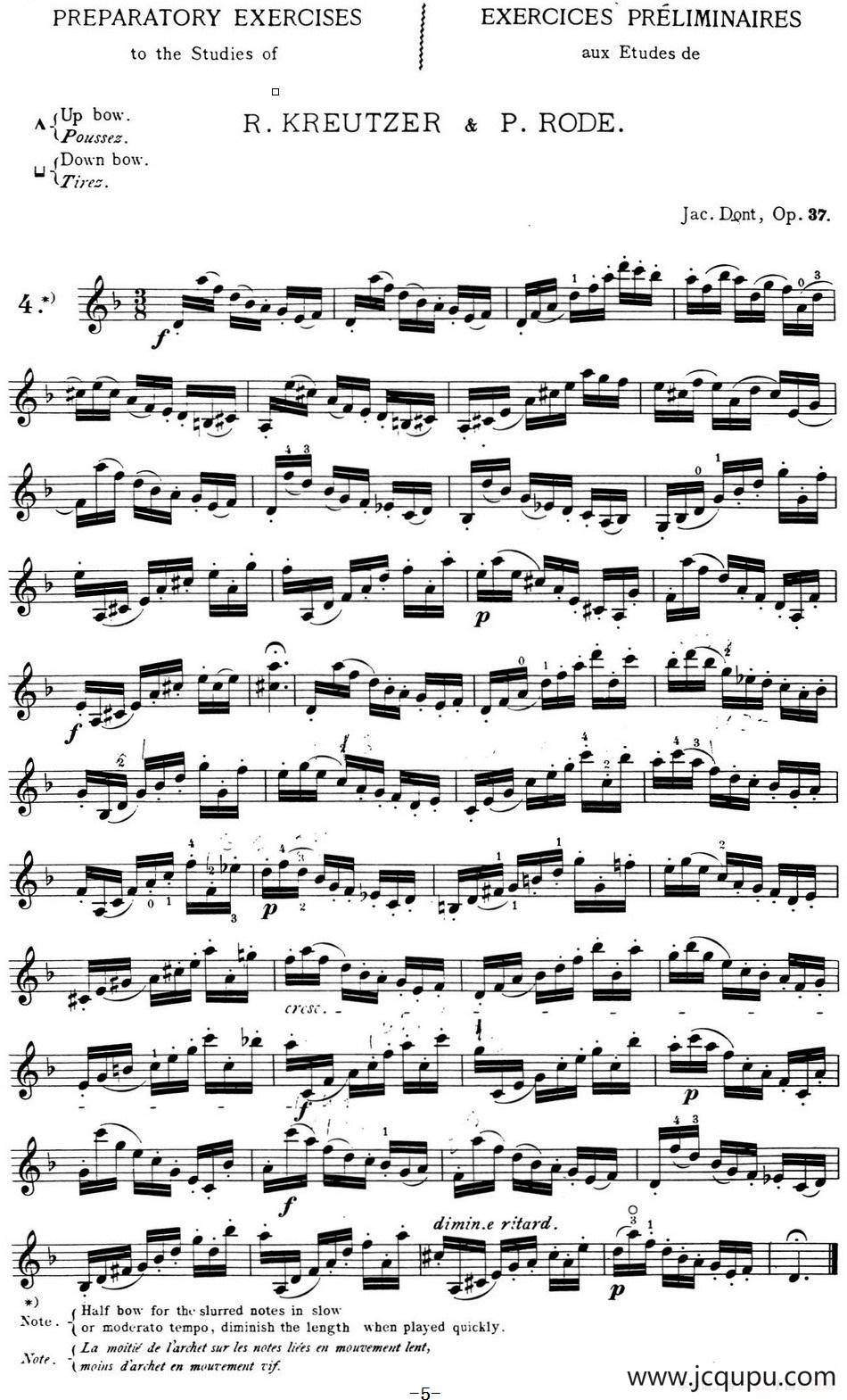 顿特24首小提琴练习曲 作品37—4简谱