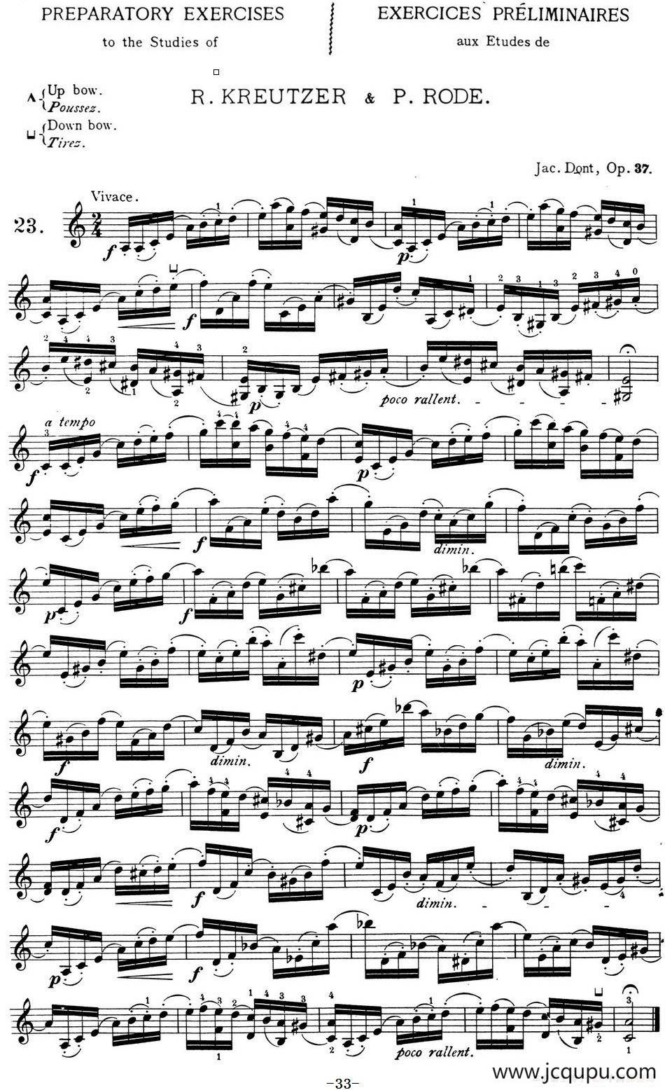 顿特24首小提琴练习曲 作品37—23简谱