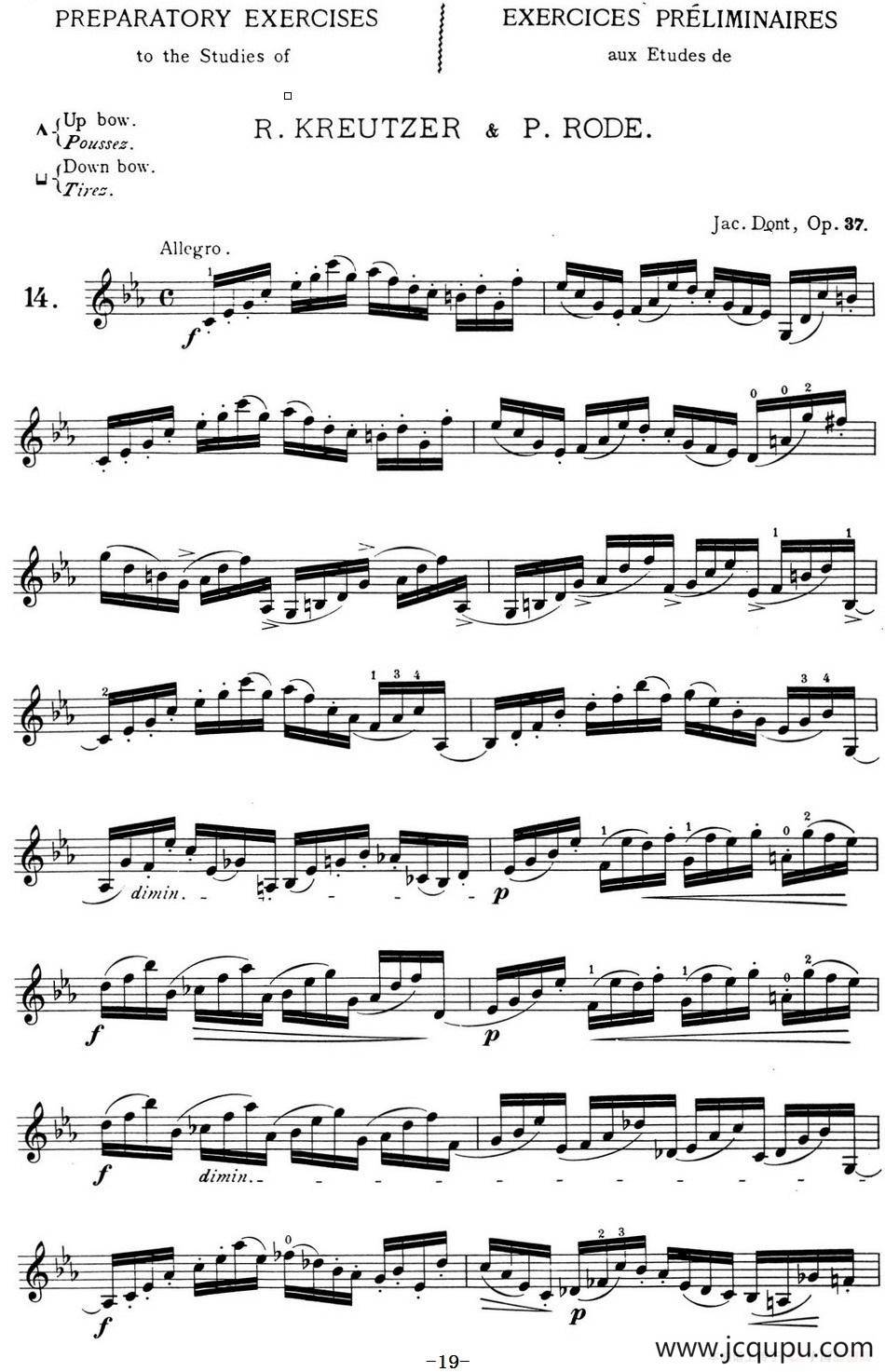 顿特24首小提琴练习曲 作品37—14简谱