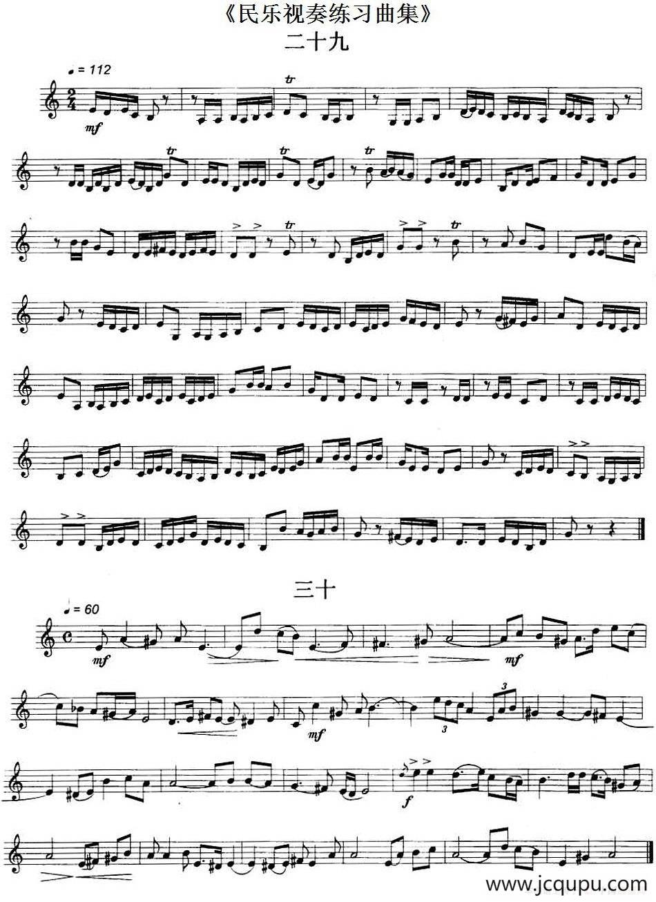 民乐视奏练习曲集（29—32）简谱
