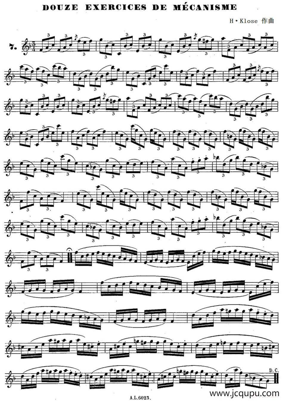 H·Klose练习曲（douze exercices de mecanisme—7）简谱