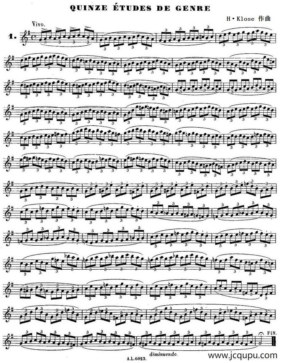H·Klose练习曲（Quinze etudes de genre—1）简谱