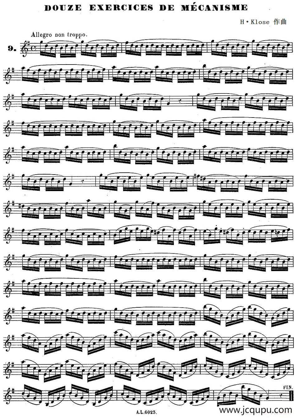 H·Klose练习曲（douze exercices de mecanisme—9）简谱