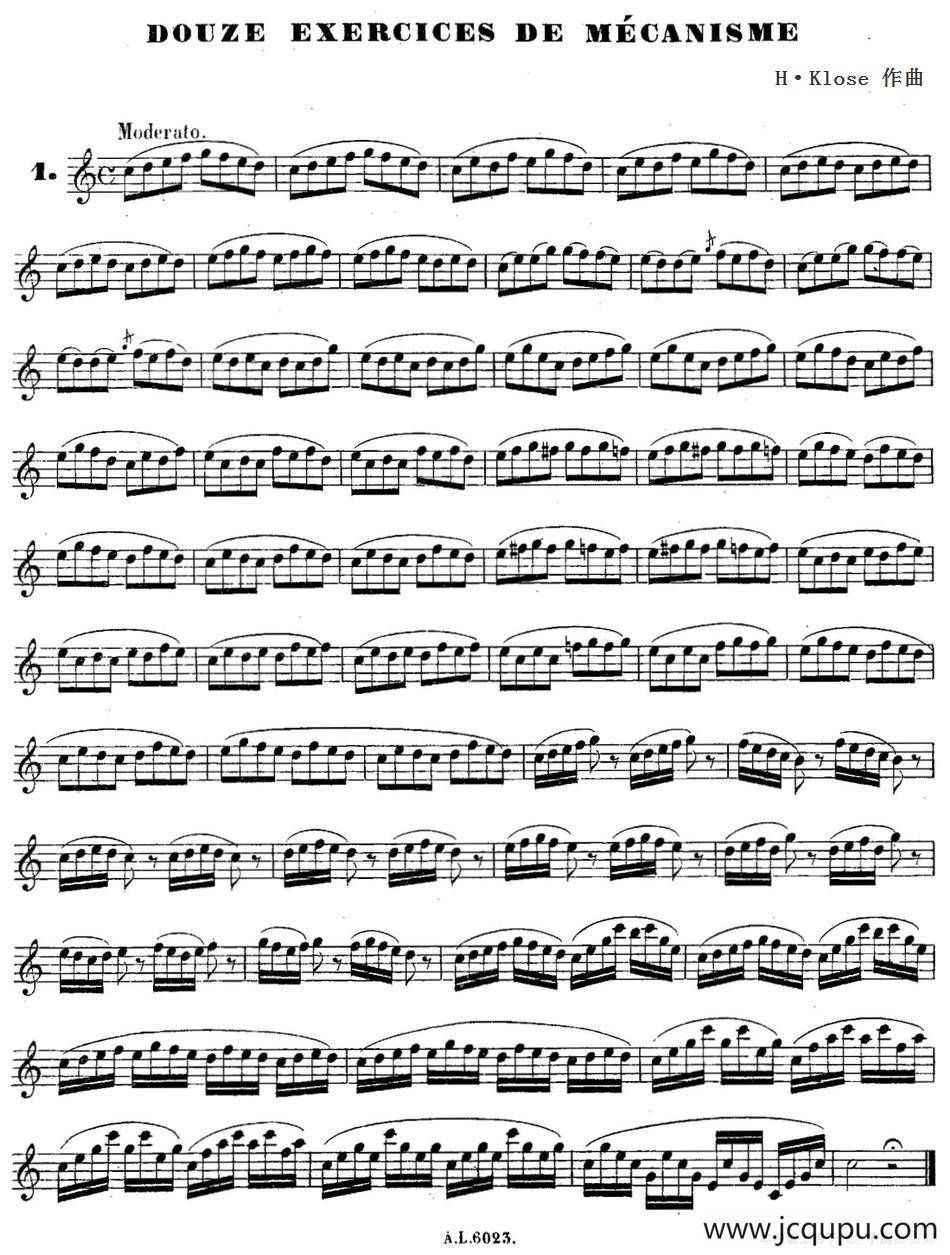 H·Klose练习曲（douze exercices de mecanisme—1）简谱