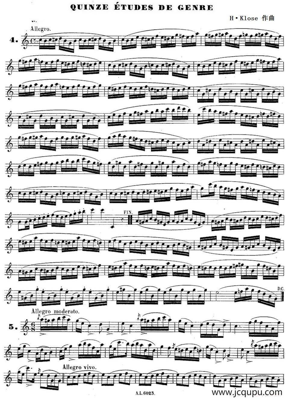 H·Klose练习曲（Quinze etudes de genre—4-5）简谱